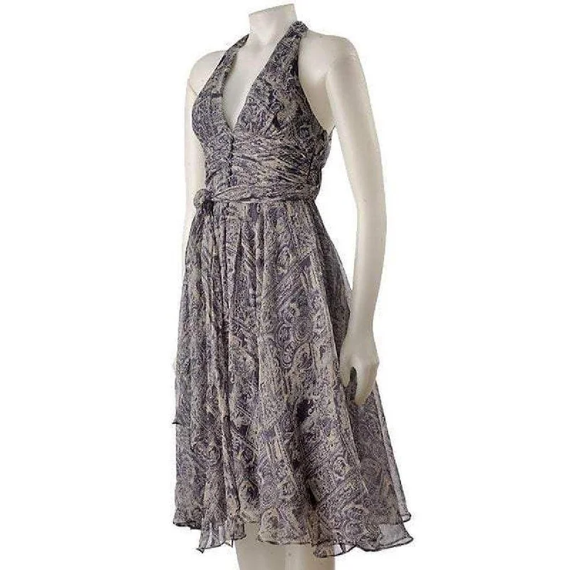 Soft Casuals Victorian Floral Halter Silk Dress