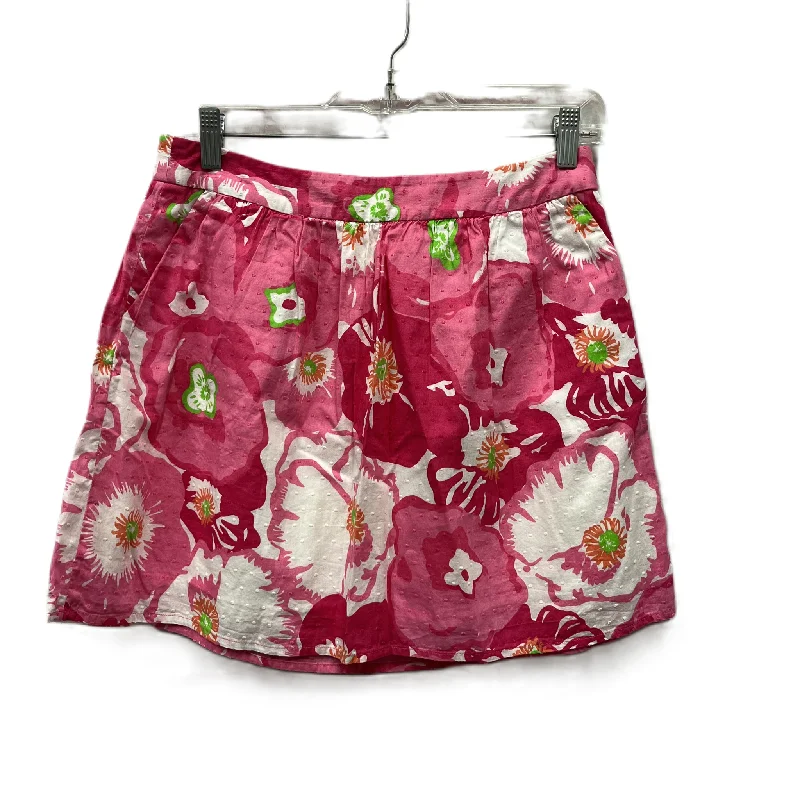 Trendy Comfort Wear Skirt Mini & Short By Lilly Pulitzer In Pink & White, Size: 6