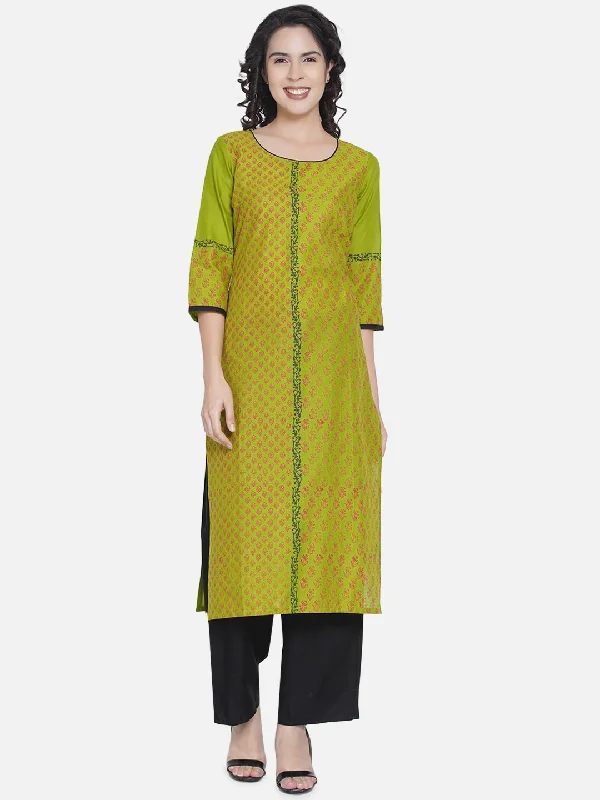 Sporty Comfort Women's Parrot Green Print Ajrakh Hand Block Cotton Printed Straight - Noz2Toz Sporty Comfort Women's Parrot Green Print Ajrakh Hand Block Cotton Printed Straight - Noz2Toz