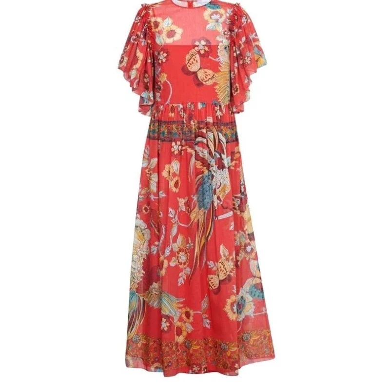 Soft Knitwear Bird of Paradise-Print Silk Blend Dress