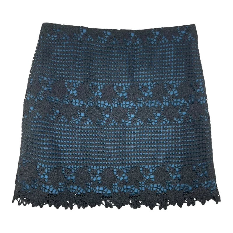 Breathable Style Skirt Midi By Loft In Black & Blue, Size: 12