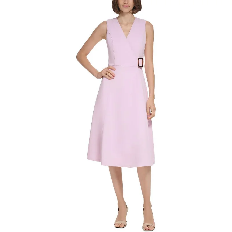 Versatile Style Calvin Klein Womens Crepe Buckle Midi Dress
