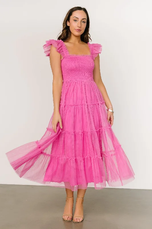 Comfortable Lifestyle Mindi Tulle Midi Dress | Pink