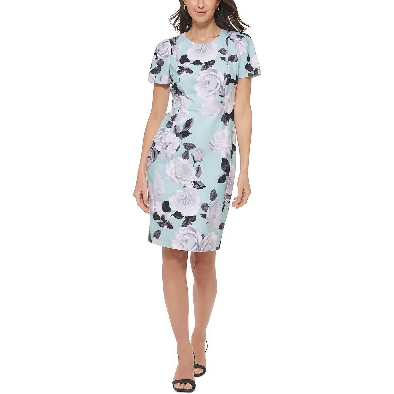 Soft Feel Calvin Klein Womens Floral Knee Length Midi Dress