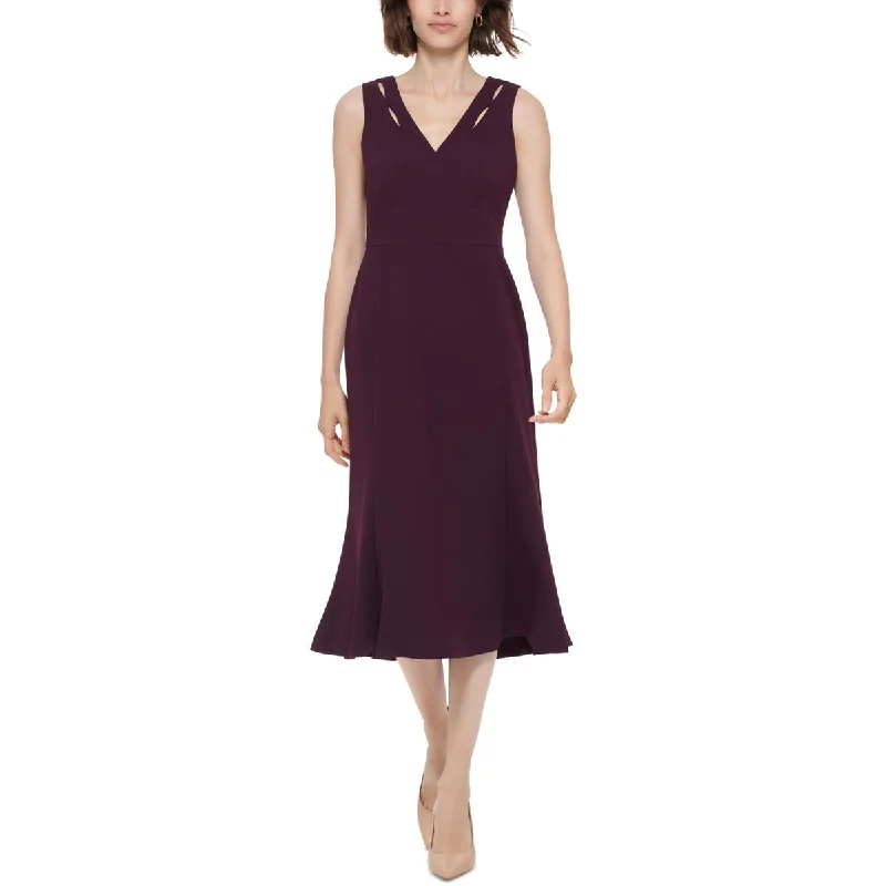 Comfortable Sweaters Calvin Klein Womens V-Neck A-Line Midi Dress