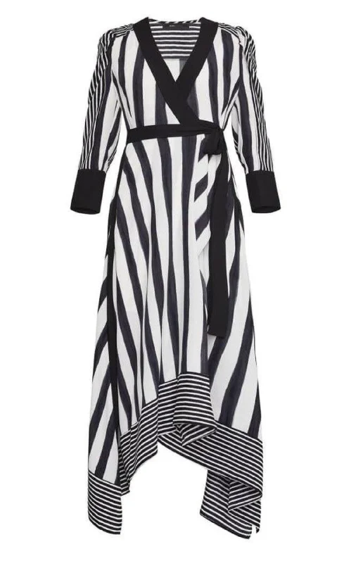 Effortless Looks Costa Stripe Faux Wrap Dress