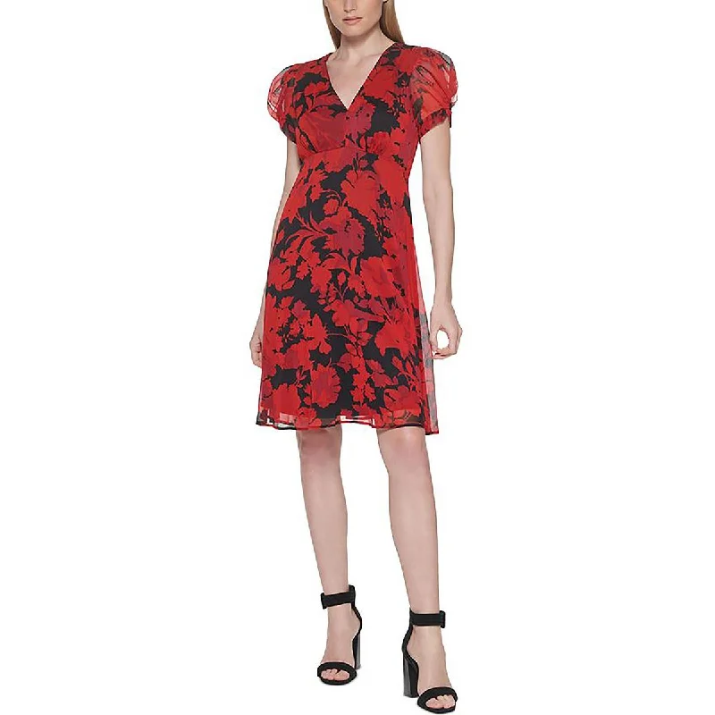 Casual Chic Outfits Calvin Klein Womens Plus Puff Sleeve Empire-Waist Midi Dress