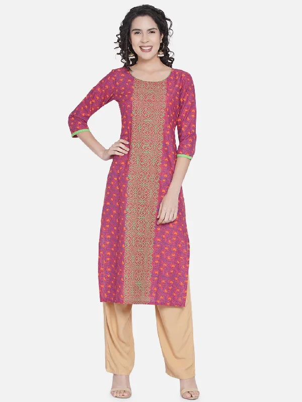 Cozy Knits Women's Classic Purple Tribal Print Ajrakh Hand Block Cotton Printed Straight Kurta - Noz2Toz Cozy Knits Women's Classic Purple Tribal Print Ajrakh Hand Block Cotton Printed Straight Kurta - Noz2Toz