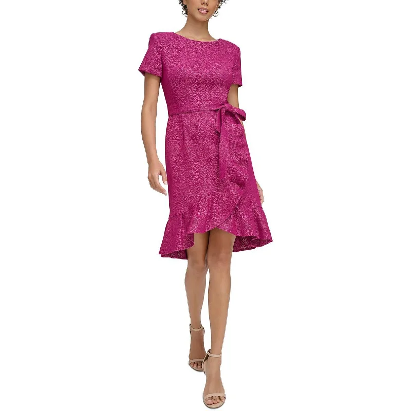 Cozy Fashion Trends Calvin Klein Womens Metallic Ruffled Midi Dress