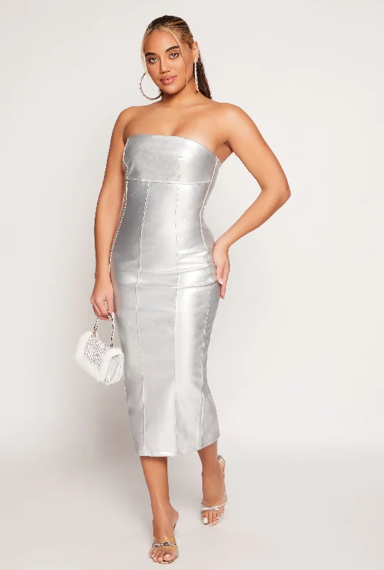 Sporty Wear Haute Monde Faux Leather Tube Dress