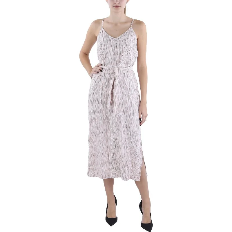 Cozy Fashion Carve Designs Womens Printed Smocked Midi Dress