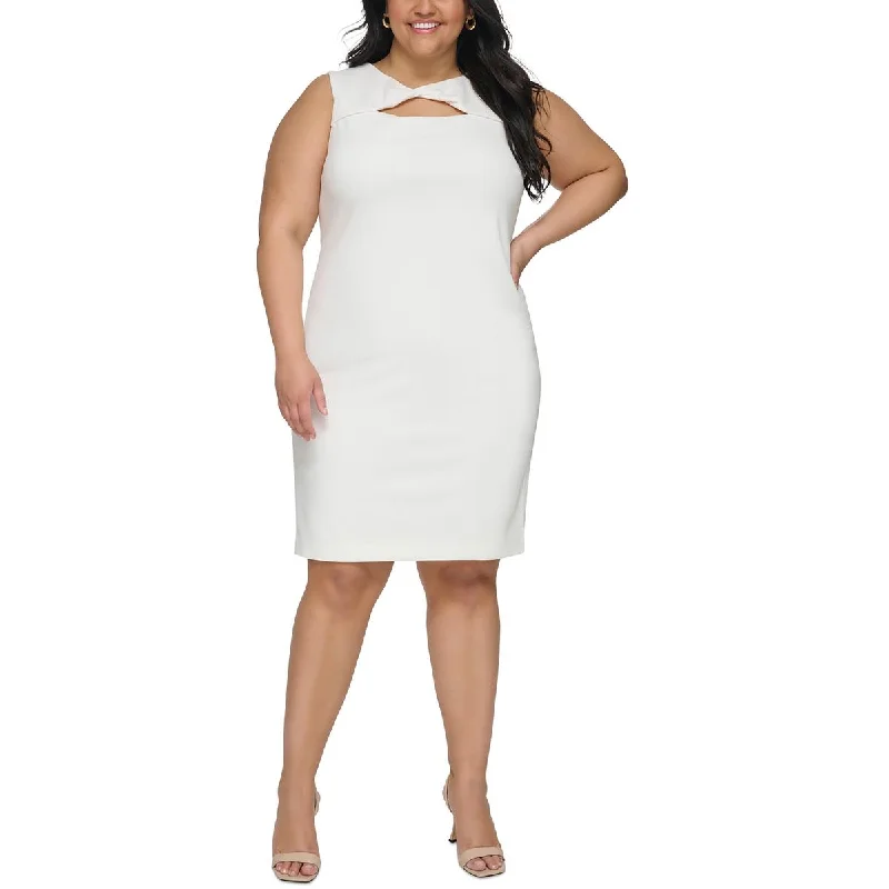 Cozy Chic Wear Calvin Klein Womens Plus Cut-Out  Midi Dress