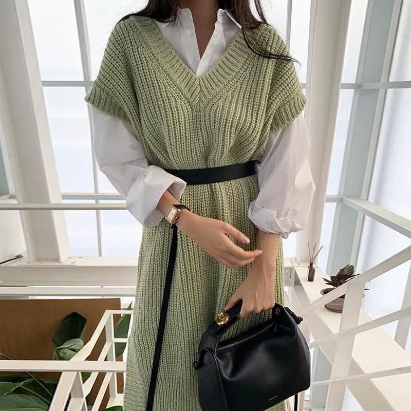 Soft Comfort Holly Knitted Dress-  Set of 3 With Belt