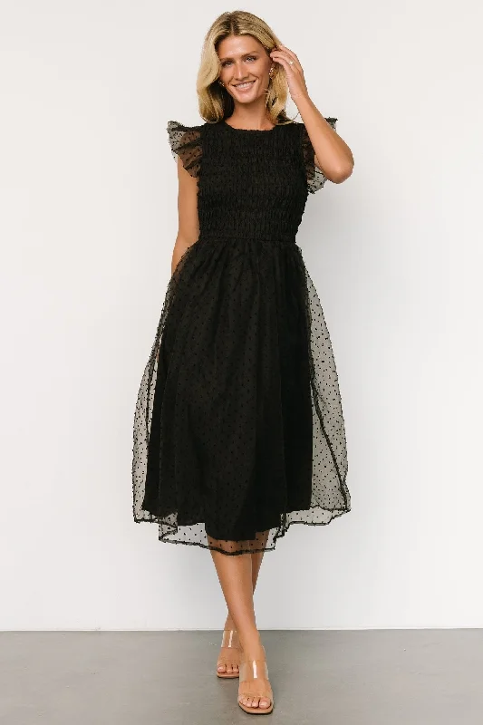 Cozy Footwear Alice Dot Midi Dress | Black