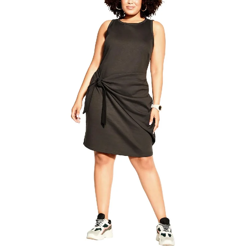 Timeless Style CCX Womens Plus Crew Neck Faux Wrap Midi Dress