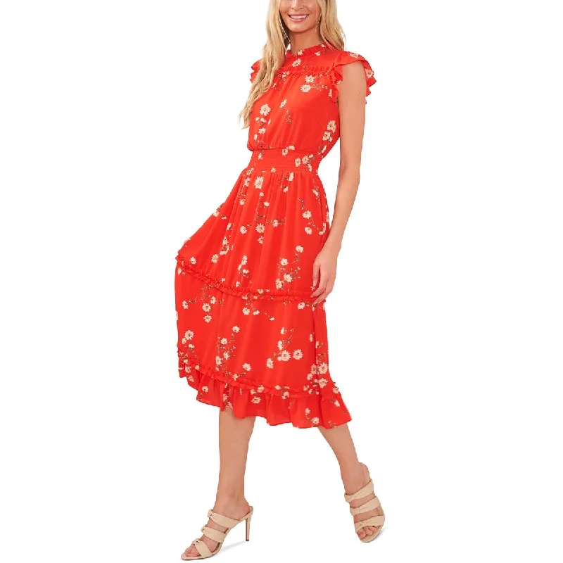 Simple Looks CeCe Womens Floral Print  Midi Dress