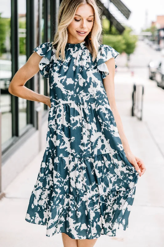 Sporty Wear All For You Emerald Green Abstract Midi Dress