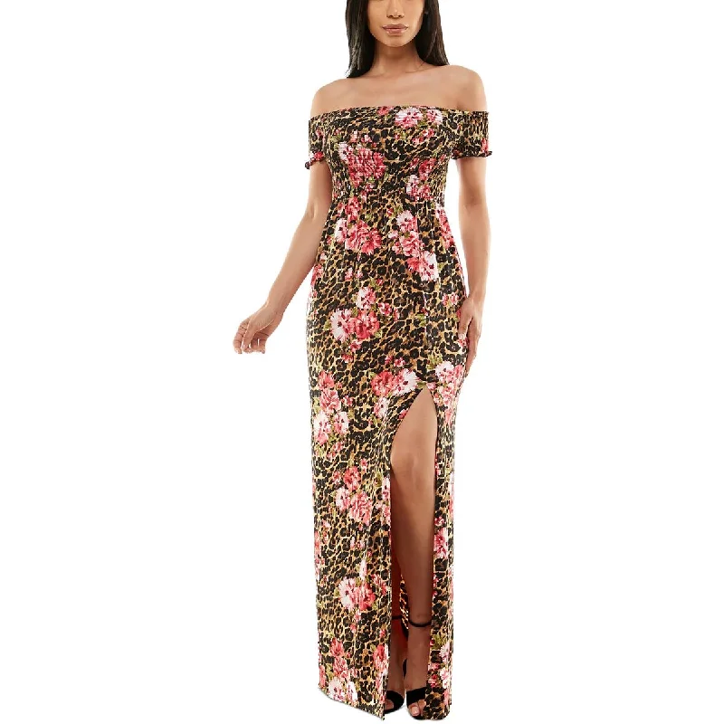 Layered Style Bebe Womens Knit Smocked Maxi Dress