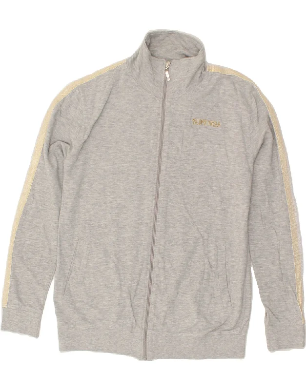 Breezy Comfort SUPERGA Womens Graphic Tracksuit Top Jacket UK 16 Large Grey Cotton