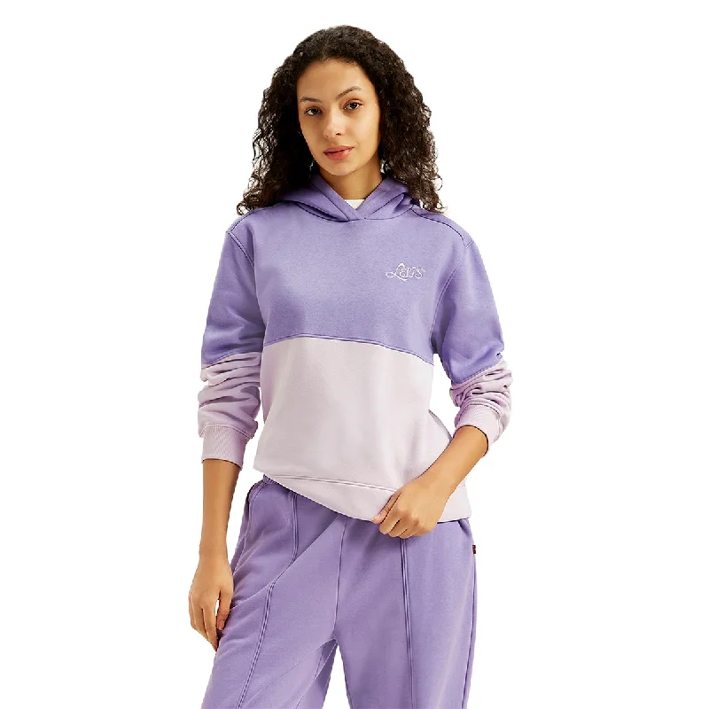 Casual Fit Women's Colorblock Lavender Hooded Sweatshirt