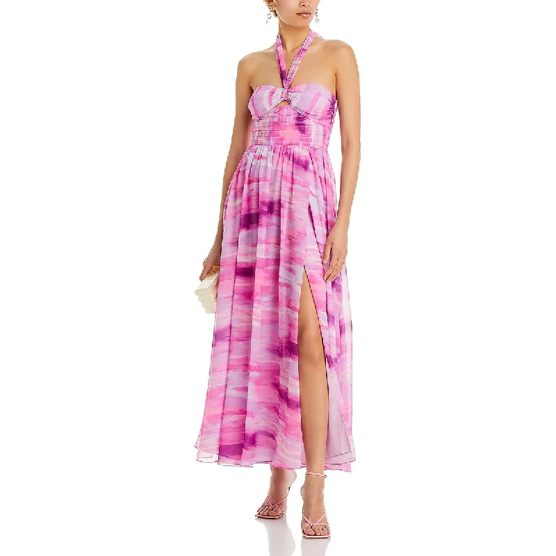 Soft Feel Aqua Womens Chiffon Long Maxi Dress
