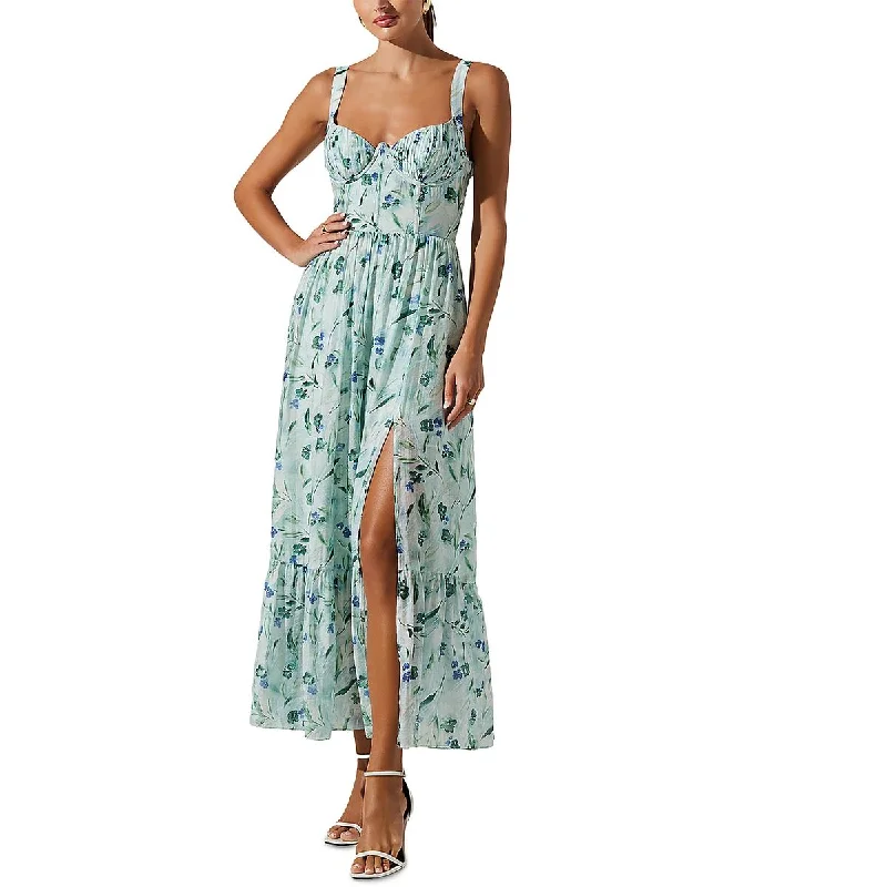 Soft Looks ASTR the Label Womens Kelby Floral Lace-Up Maxi Dress