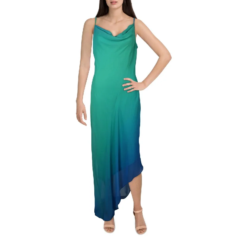 Chic Comfort Wear Bebe Womens Chiffon Asymmetric Maxi Dress