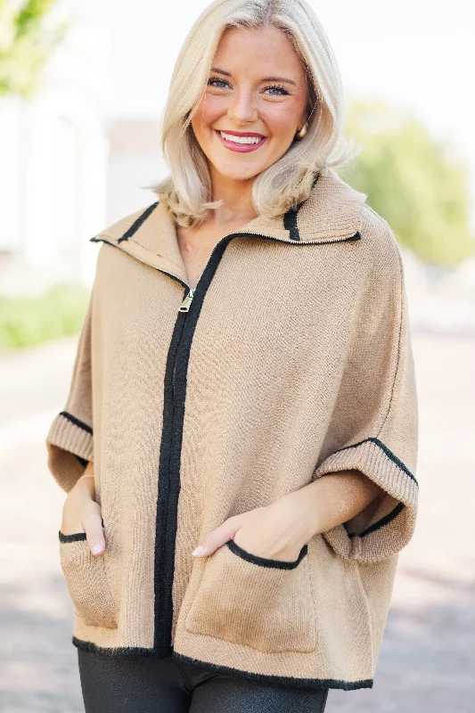 Urban Chic Living The Dream Taupe Zip Up Poncho