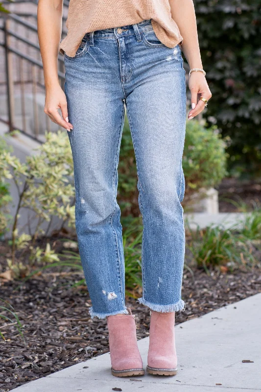 Cozy Chic Trends Periwinkle High Rise Crop Straight