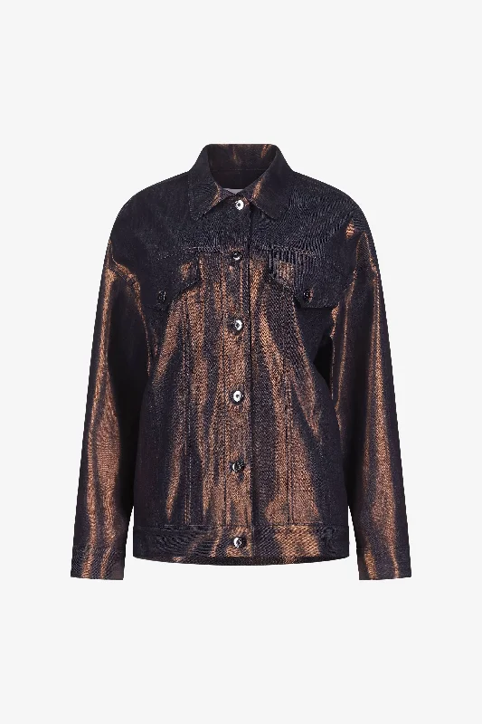 Cozy Fashions Indigo Bronze Oversized Denim Jacket