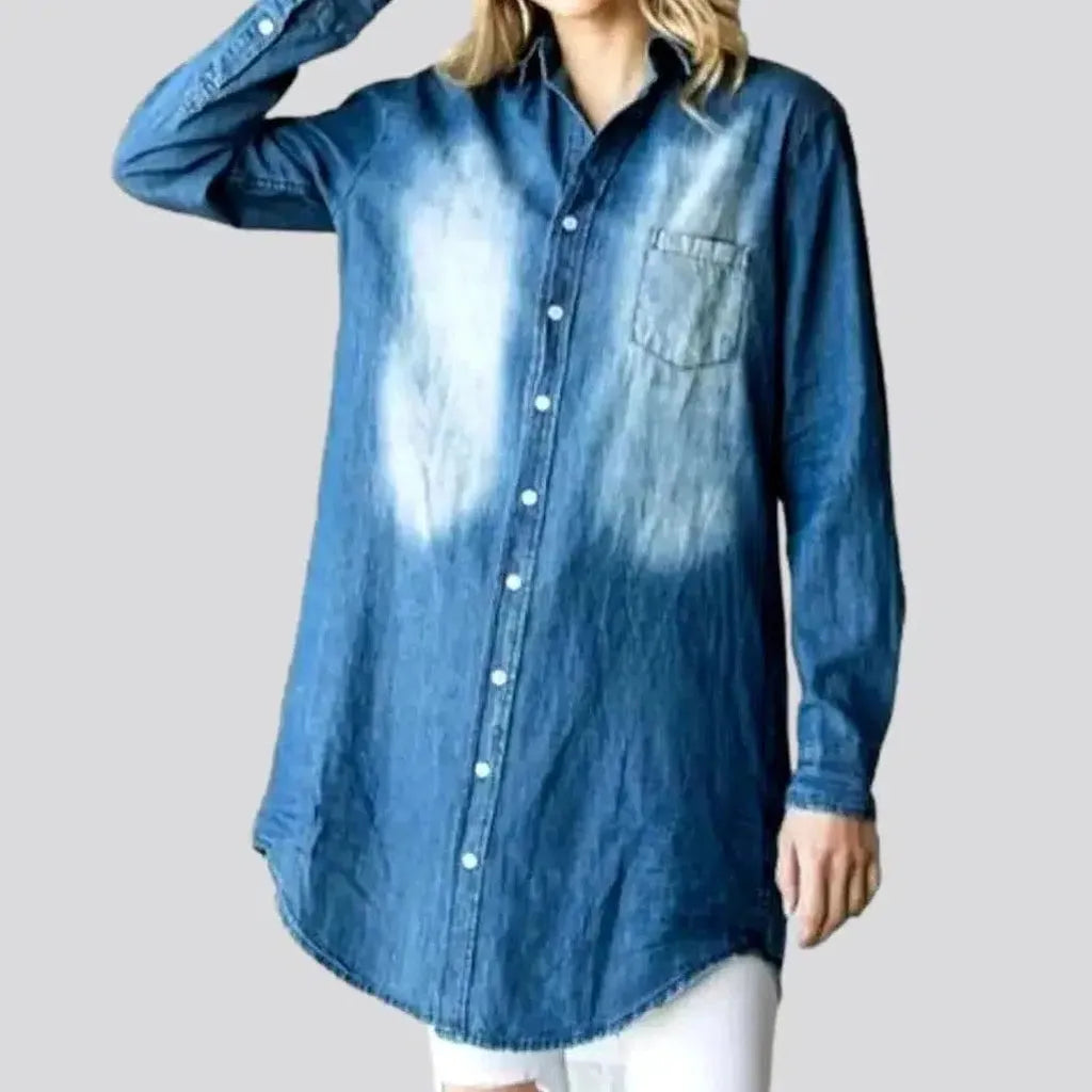 Versatile Casuals Sanded loose denim jacket
 for women