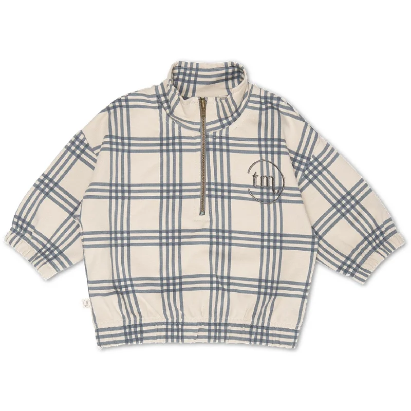 Breezy Outfits That's Mine Carreaux Bleu Masi Sweatshirt