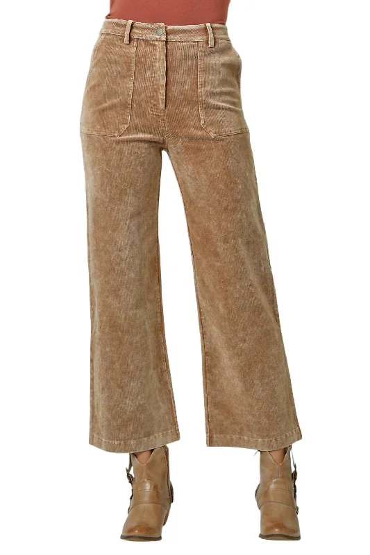 Sporty Wear Washed Corduroy Trousers In Sand