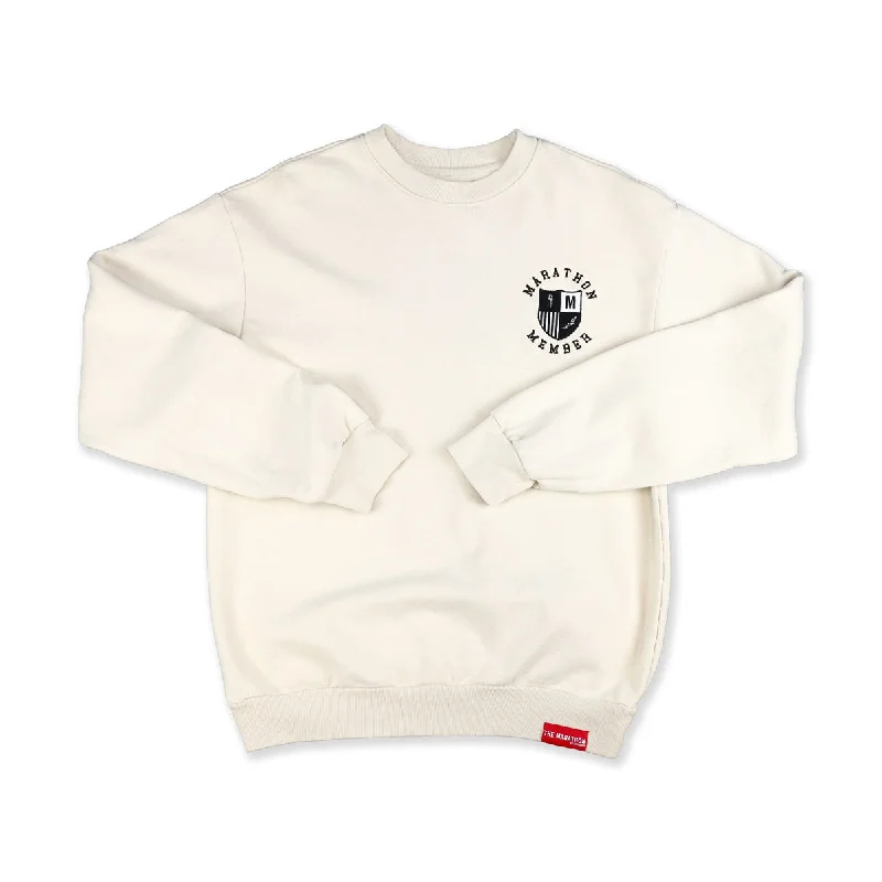 Casual Chic Outfits Marathon Members Crewneck Sweatshirt - Bone