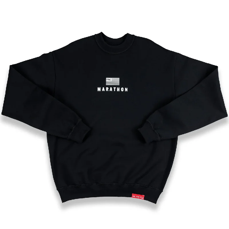 Soft Knitwear Marathon Modern Crewneck Sweatshirt - Black/White