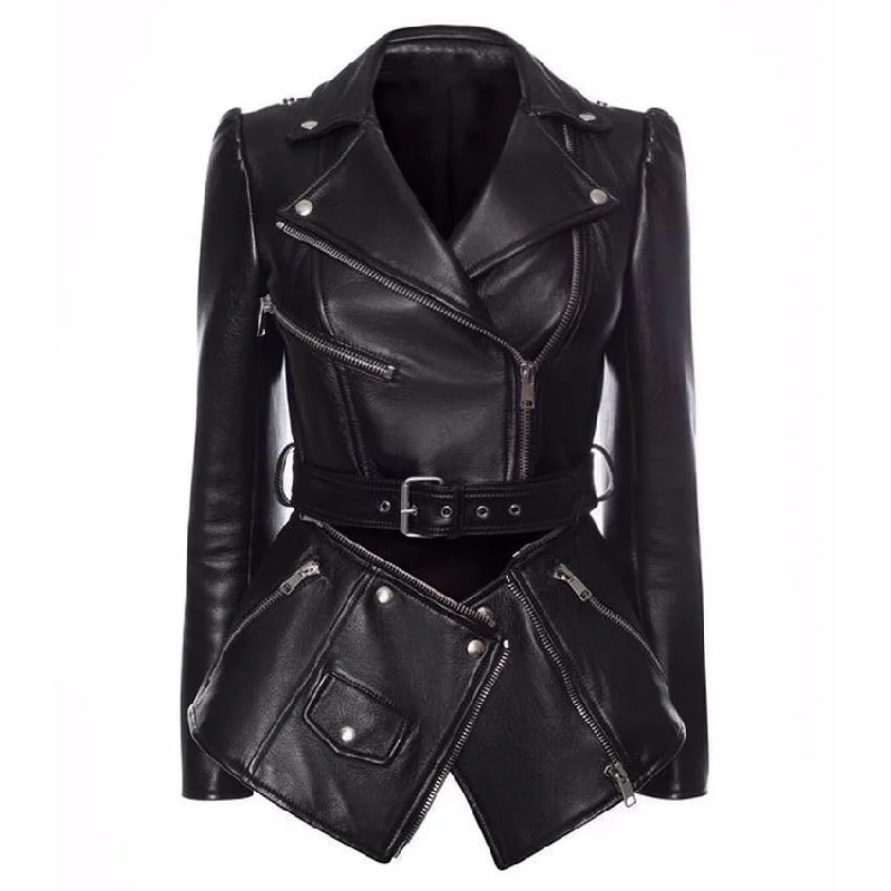 Cozy Essentials Women Jacket Faux Leather Jacket Lower Edge Detachable