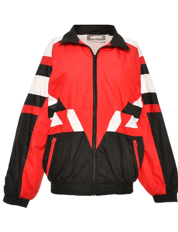 Light Fit Zip-Front Red, Black & White Contrast Jacket - XS