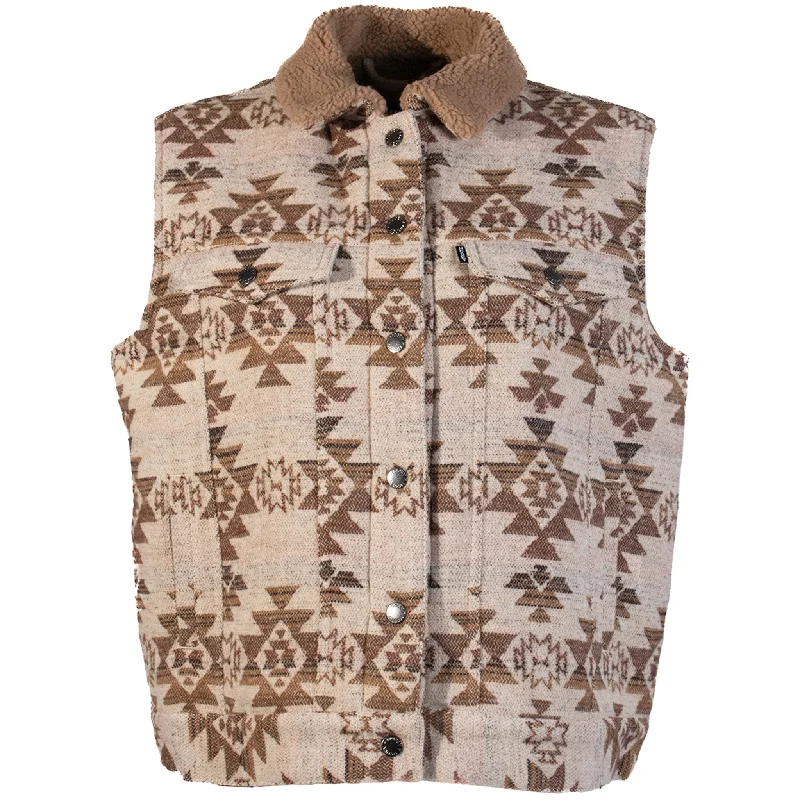 Versatile Style Hooey Women's Cream Aztec Sherpa Lined Vest