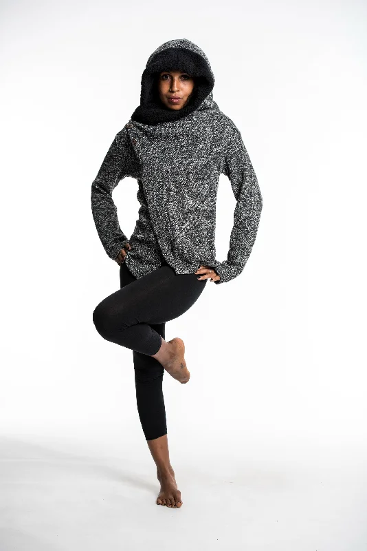 Comfortable Tops Diagonal Button Hoodie Shawl Combo