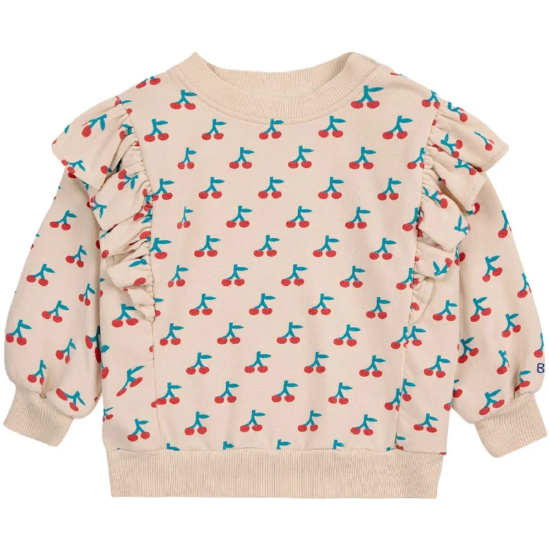 Fashionable Comfort Bobo Choses White Cherry All Over Ruffle Crewneck