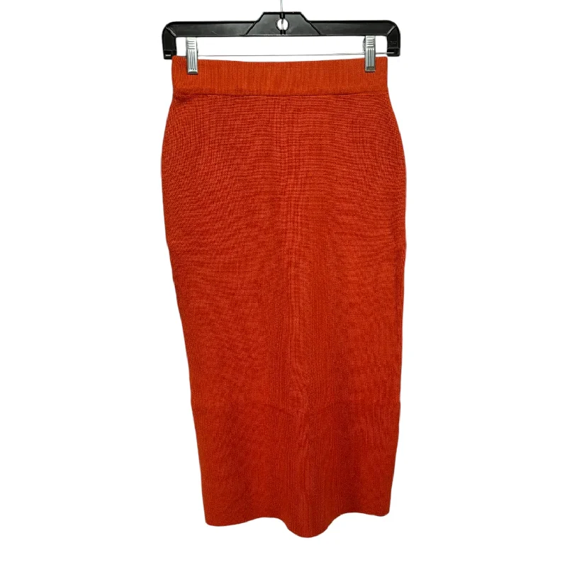 Cozy Outerwear Knit Skirt Midi Unbranded In Orange, Size: M