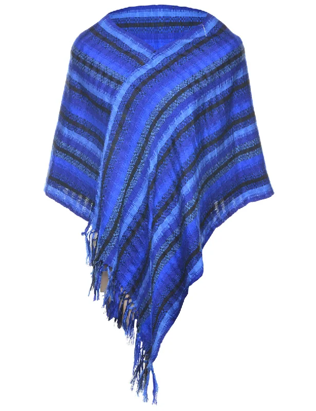 Cozy Chic Trends Striped Pattern Poncho - M