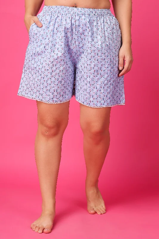 Relaxed Looks Sky Printed Poplin Shorts