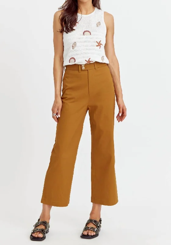 Cozy Chic Wear Luana High Rise Crop Straight Pant In Honey