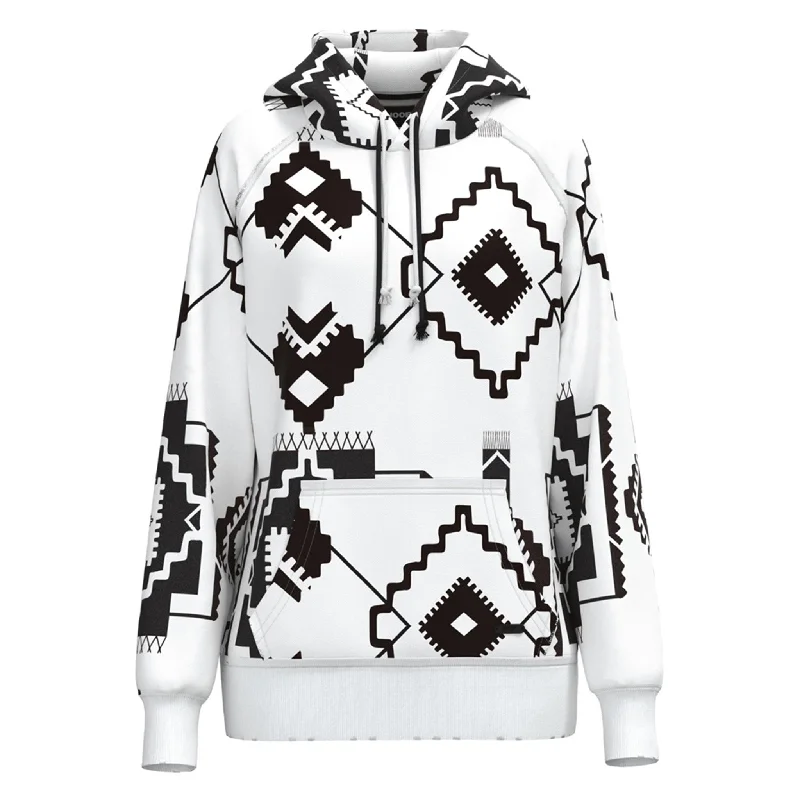 Stylish Jackets Hooey Women's Chaparral White & Black Aztec Hoodie
