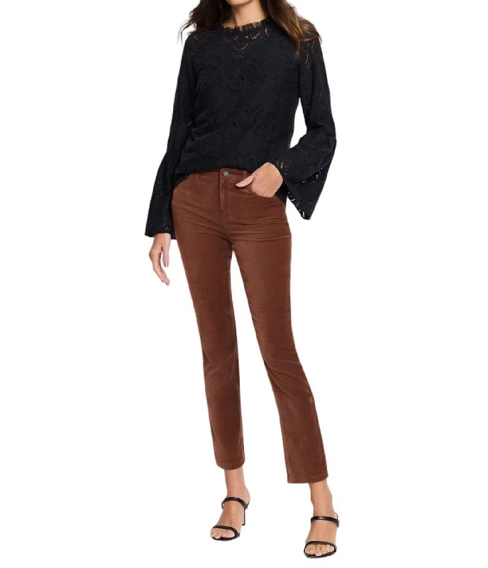 Urban Chic Velvet Straight Ankle Pant In Chai