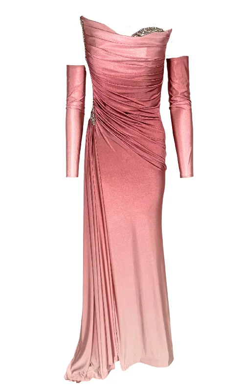 Fashionable Comfort Rhinestone Embellished Light Pink Ombre Gown