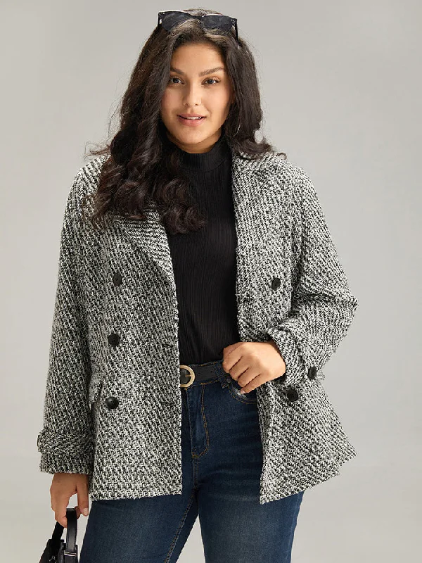 Trendy Dresses Tweed Lapel Collar Button Up Pocket Coat