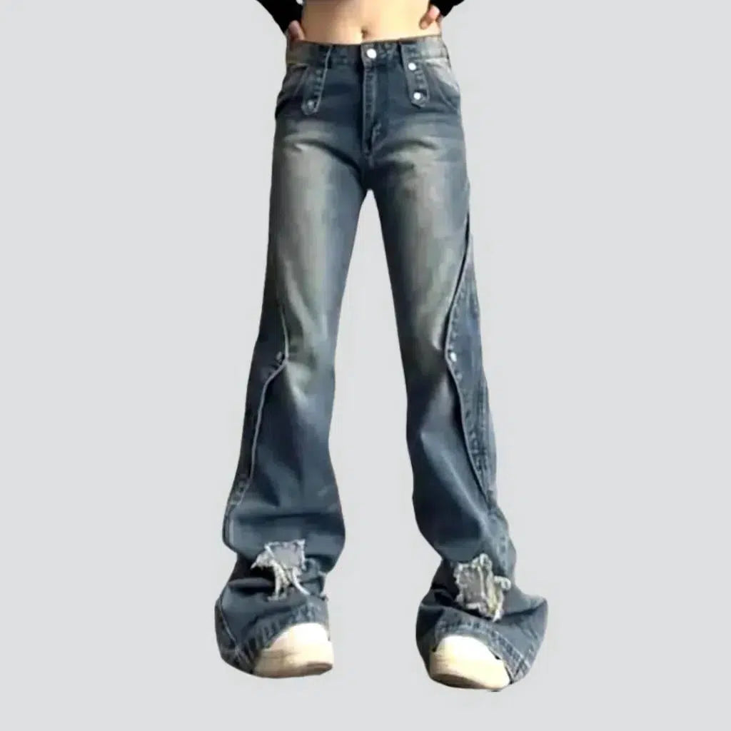 All-Day Style Sanded women's layered jeans