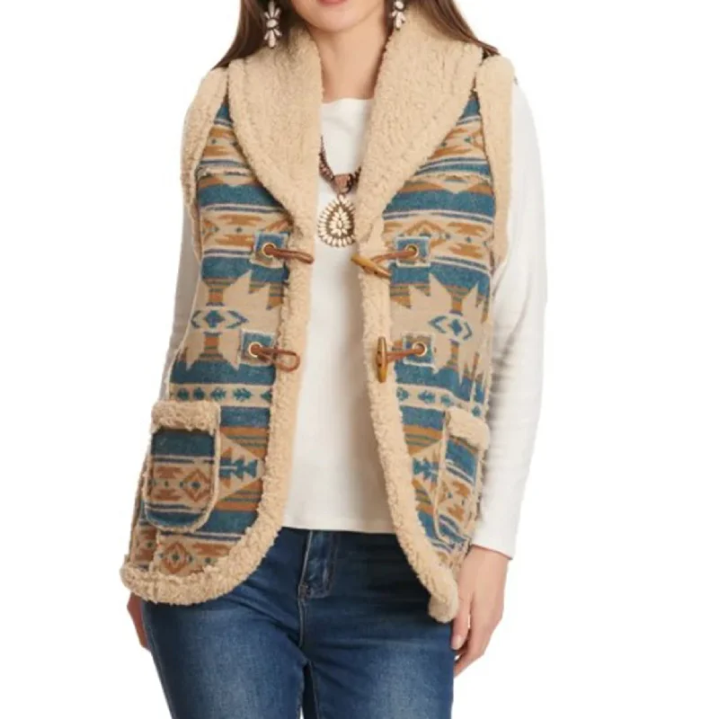 Easy Wear Chic Cotton & Rye Women's Aztec Sherpa Vest